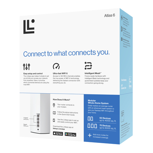 Linksys Atlas 6 MX2001 Wi-Fi 6 IEEE 802.11ax Ethernet Wireless Router - Dual Band - 2.40 GHz ISM Band - 5 GHz UNII Band - 