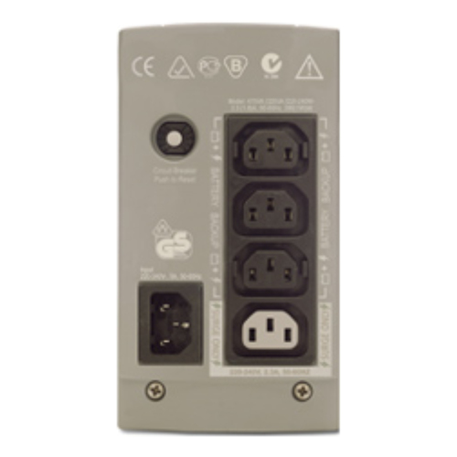 APC Back-UPS CS 325VA, 230V, without auto shutdown software, 4 IEC outlets (1 surge). UPS topology: Standby (Offline), Out