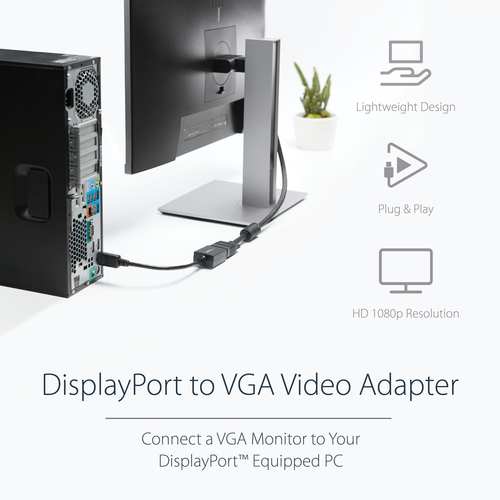 StarTech.com DisplayPort To VGA Adapter - Active - 1080p - DP to VGA Adapter - 1 x 15-pin HD-15 - Female - 1 x 20-pin Disp