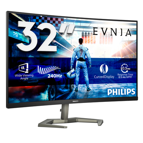 Philips Evnia 32M1C5200W 32" Class Full HD Ecrã curvo Monitor LED para jogos - 16:9 - preto texturizado, Prata - 80 cm (31