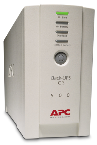 APC Back-UPS, 500VA/300W, Tower, 230V, 4x IEC C13 Outlets , User Replaceable Battery. UPS topology: Standby (Offline), Out