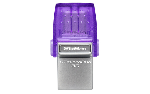 Kingston DataTraveler microDuo 3C DTDUO3CG3 256 GB USB 3.2 (Gen 1) Type C Flash Drive - Purple - 200 MB/s Read Speed