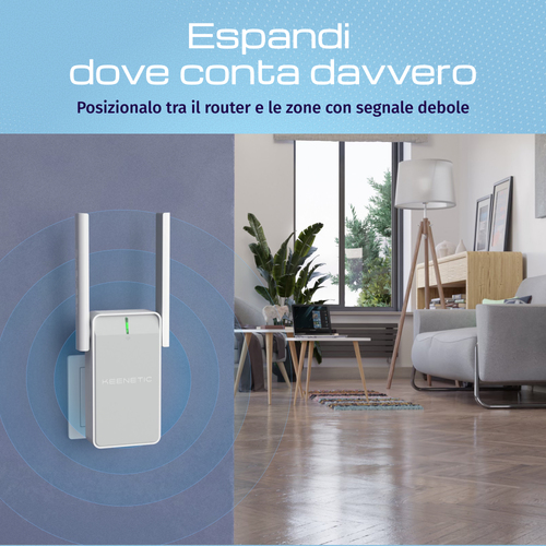 KEENETIC Buddy 6 (KN-3411) AX3000 Wi-Fi Extender, Mesh, 1 porta 1Gbit/s, Menù multi lingua