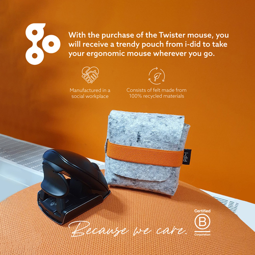 R-Go Tools Ergonomische Maus R-Go Twister mit Pausensoftware, beidhändige Maus, faltbar, Bluetooth und kabelgebunden. Form