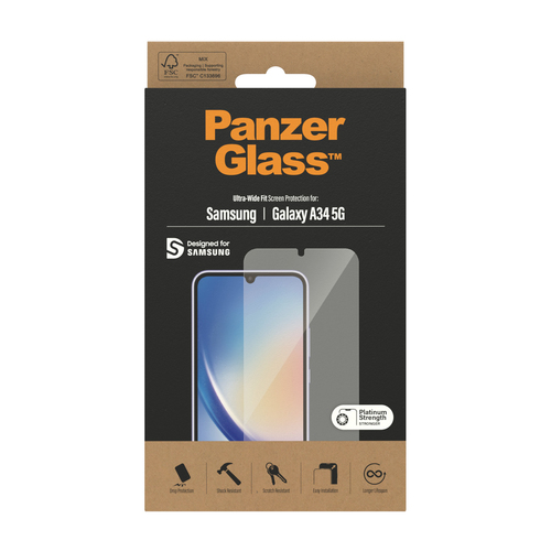 PanzerGlass Classic Fit Gehärtetes Glas, Polyethylenterephthalat (PET) Displayschutz - Transparent, Glasklar - 1 - für LCD