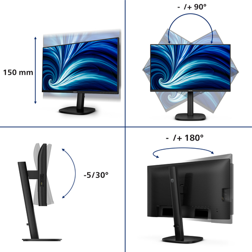 Philips 24B2U3601 24" Class WQHD LCD Monitor - 16:9 - 60.5 cm (23.8") Viewable - 2560 x 1440 - 120 Hz Refresh Rate - USB T