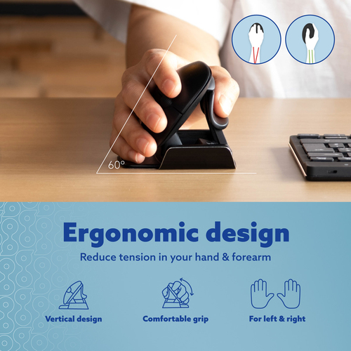 R-Go Tools Ergonomische Maus R-Go Twister mit Pausensoftware, beidhändige Maus, faltbar, Bluetooth und kabelgebunden. Form