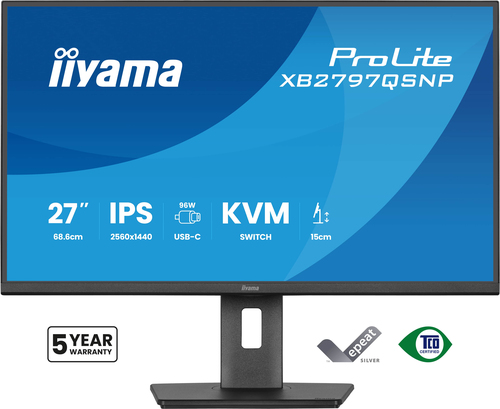 iiyama ProLite XB2797QSNP-B1 27 Zoll Klasse WQHD LED-Monitor - 16:9 Format - Mattschwarz - 68,6 cm (27 Zoll) Viewable - IP