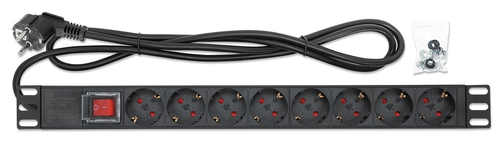 Intellinet 19" 1U Rackmount 8-Output Power Distribution Unit (PDU), EU CEE 7/3 Outlets, Built-in 2m Power Cord with EU CEE