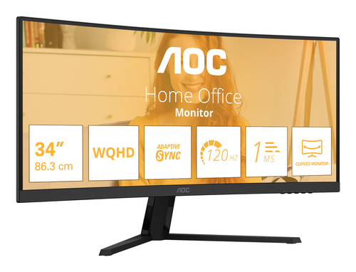 AOC CU34B3E 34 Zoll Klasse WQHD LCD-Monitor - 86,4 cm (34 Zoll) Viewable - Vertical-Alignment-Technologie (VA) - 2560 x 14
