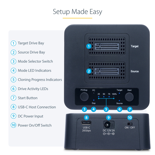 StarTech.com Solid State Drive Duplicator - Standalone - Compact
