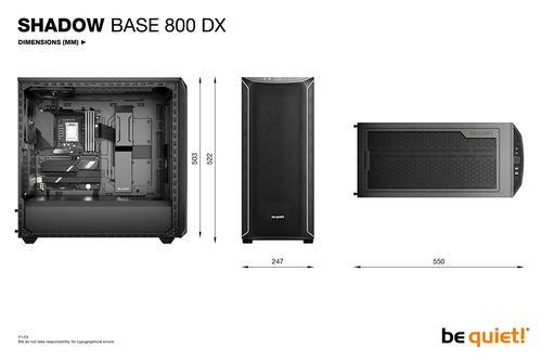 be quiet! Shadow Base 800 DX Black Computergehäuse - EATX, ATX, Mini ATX, Micro ATX Motherboard Supported - Midi-Tower - G