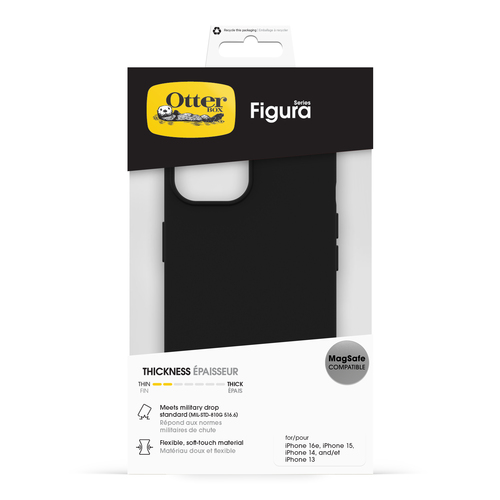 Case OtterBox Figura - for Apple iPhone 13, iPhone 14, iPhone 15, iPhone 16e Smartphone - Nero - Resistente alle cadute, R