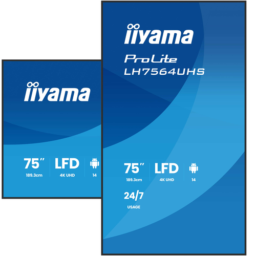 iiyama LH7564UHS-B1AG. Produktdesign: Digital Signage Flachbildschirm. Bildschirmdiagonale: 190,5 cm (75"), Display-Auflös