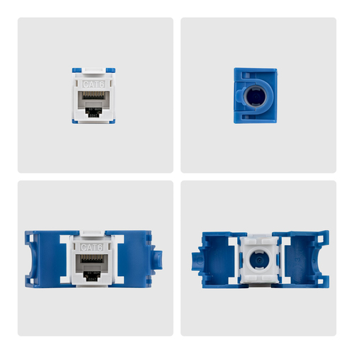 StarTech.com Jack Keystone Cat6, Lot de 24 Prises Ethernet RJ45 Keystone, Prise Murale UTP Cat6, 180 Degrés Sans Outil, Bl
