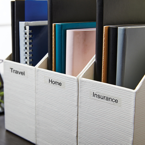 Mehrzwecketikett Dymo 45010 - 12 mm Breite - Rechteck - Thermotransfer - Glänzend - Schwarz, Transparent - Plastik