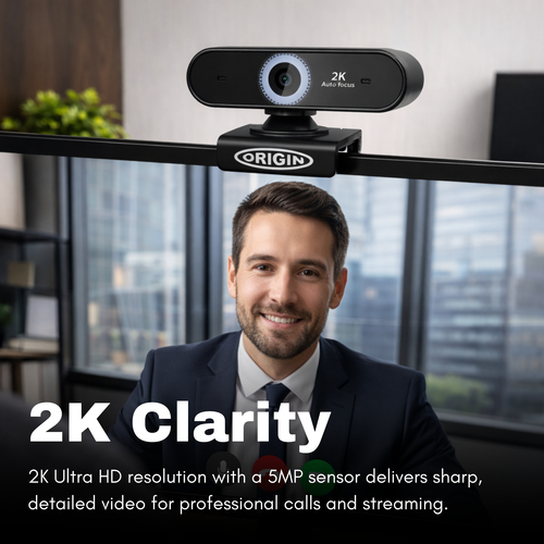 Origin Storage OS-USB-2KWEBCAM. Megapixel (approx.): 5 MP, Maximale Video-Auflösung: 2592 x 1944 Pixel, Kamera HD Typ: 2K 