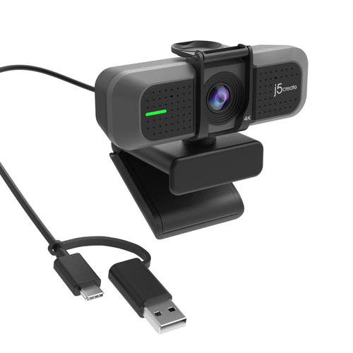 j5create JVU430 USB 4K Ultra HD Webcam, 3840 x 2160 Video Capture Resolution, Black and Silver. Megapixel (approx.): 8 MP,