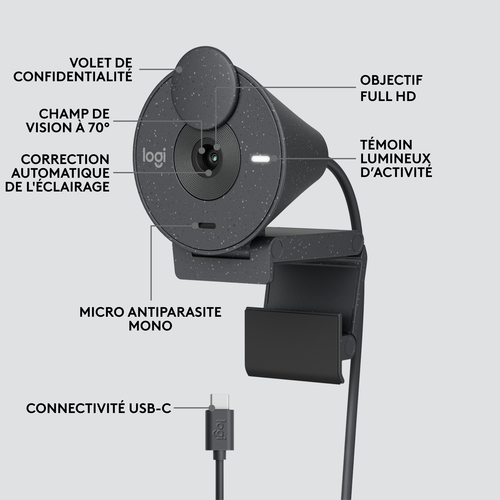 Webcam Logitech BRIO - Graphite - Vidéo 1920 x 1080
