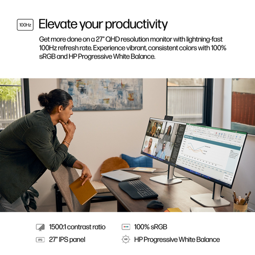 HP 527pq 27 Zoll Klasse WQHD LED-Monitor - 16:9 Format - 68,6 cm (27 Zoll) Viewable - IPS-Technologie (In-Plane-Switching)