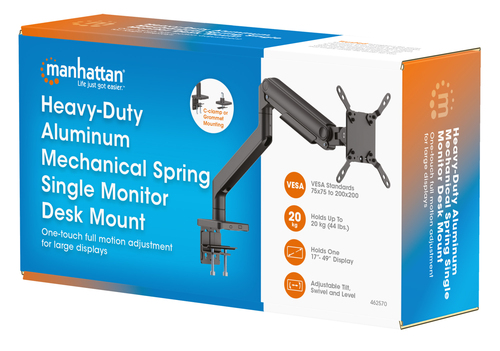 Manhattan Desk Mount for TV & Monitors (Full Motion Spring),For screens 13"" to 42"",C-Clamp or Grommet Assembly,VESA comp