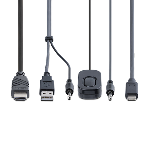 StarTech.com KVM Switch USB C e HDMI a 2 porte, KVM con cavi integrati USB-A/HDMI/Audio da 1,8m e USB-C da 1,2m, alimentat