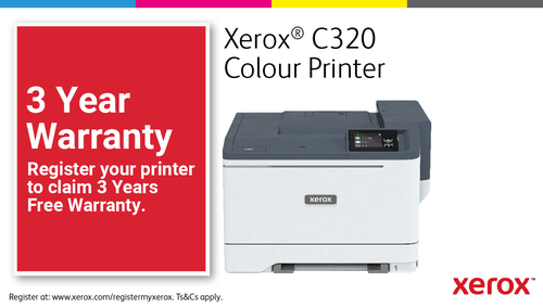 Xerox C320 A4 33 Seiten/Min. Wireless-Duplexdrucker PS3 PCL5e/6 2 Behälter Gesamt 251 Blatt. Drucktechnologie: Laser, Farb