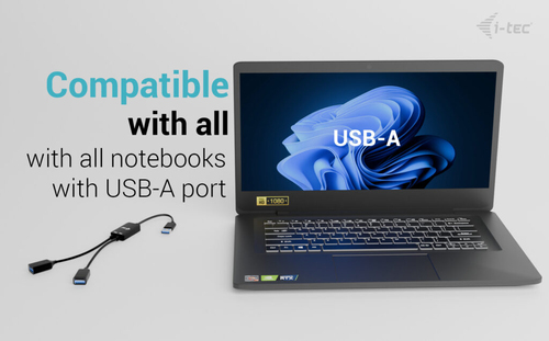 i-tec USB-A Cable HUB 2 port (2x USB-A). Kabellänge: 0,1 m. Anschluss 1: USB A, Anschluss 2: 2 x USB A, USB Version: USB 3