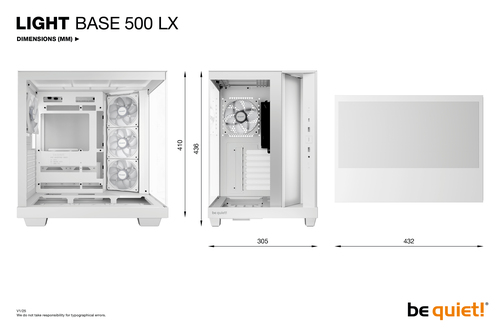 be quiet! Light Base 500 LX Light Base 500 LX White Gaming-Computergehäuse - ATX, Micro ATX, Mini ITX Motherboard Supporte