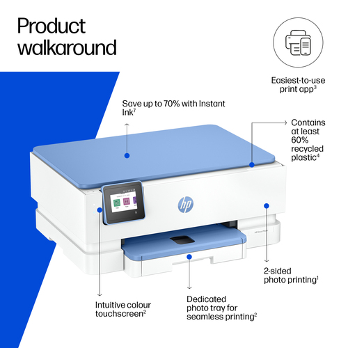 HP Envy 7231 Sans fil All-in-One Couleur Imprimante. Technologie d'impression: A jet d'encre thermique, Impression: Impres