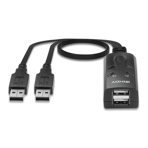 Lindy 2 Port USB KM Switch. Keyboard port type: USB, Mouse port type: USB. Product colour: Black, Cable length: 1.1 m. Wei