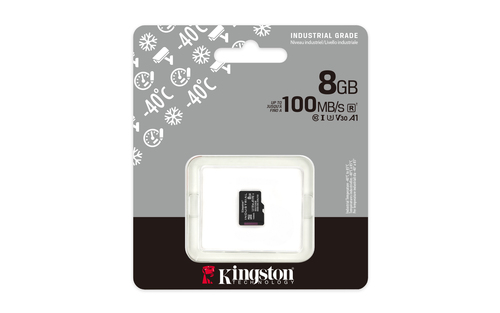 Kingston Technology 8GB microSDHC Industrial C10 A1 pSLC Card Single Pack w/o Adapter. Capacity: 8 GB, Flash card type: Mi