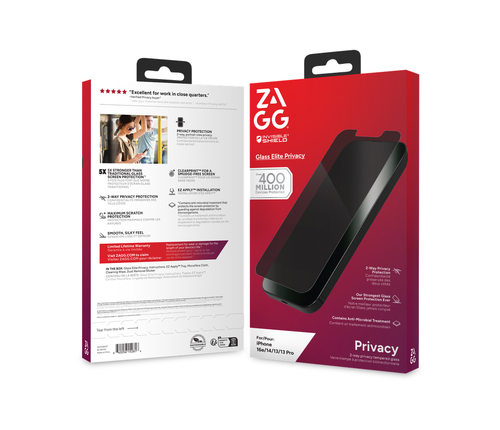 invisibleSHIELD Glass Elite Privacy Aluminosilicate Glass Anti-glare Privacy Screen Protector - For LCD iPhone 13, iPhone 