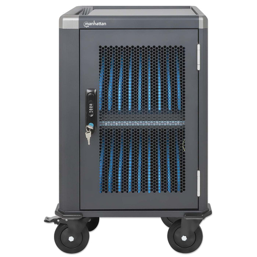Manhattan iPad to 13", MacBook Air to 13" & Chromebook 14" 20-bay Charging Trolley/Cart via USB-C (30W), Also other tablet