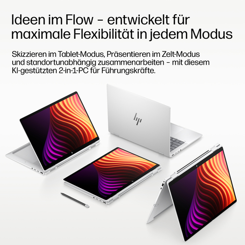 HP EliteBook X Flip G2i Next Gen AI PC. Produkttyp: Hybrid (2-in-1), Formfaktor: Convertible (Ordner). Prozessorfamilie: I