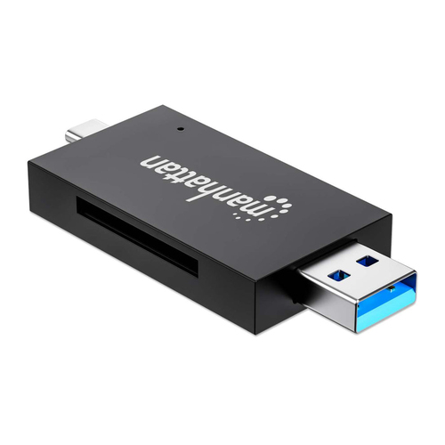 Manhattan USB-A / USB-C combo Multi-Card Reader/Writer, 5 Gbps (USB 3.2 Gen1 aka USB 3.0), Male to microSD and SD/MMC Slot