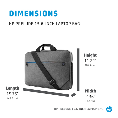 HP Prelude 15.6-inch Laptop Bag. Case type: Briefcase, Maximum screen size: 39.6 cm (15.6"). Weight: 300 g. Surface colora