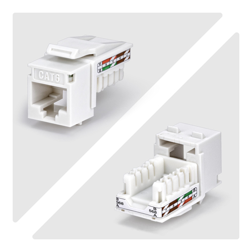 StarTech.com Jack Keystone Cat6, Lot de 24 Prises Ethernet RJ45 Keystone, Prise Murale UTP Cat6, Connecteur à 90° 110 Punc