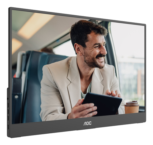 Monitor LED AOC 16T20E2 406,4 mm (16") Classe Full HD - 16:9 - Nero - 39,6 cm (15,6") Viewable - Tecnologia In-plane Switc