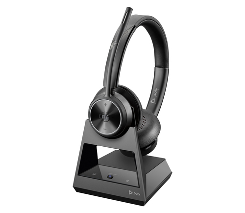 Poly Savi 7300 Office 7320-M Wireless Over-the-head Stereo Headset - Black - Microsoft Teams Certification - Binaural - Su
