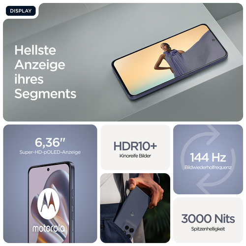 Motorola Mobility edge 60 neo 256 GB Smartphone - 16,2 cm (6,4 Zoll) P-OLED Super HD 2670 x 1200 - Octa-Core (Cortex A78Qu
