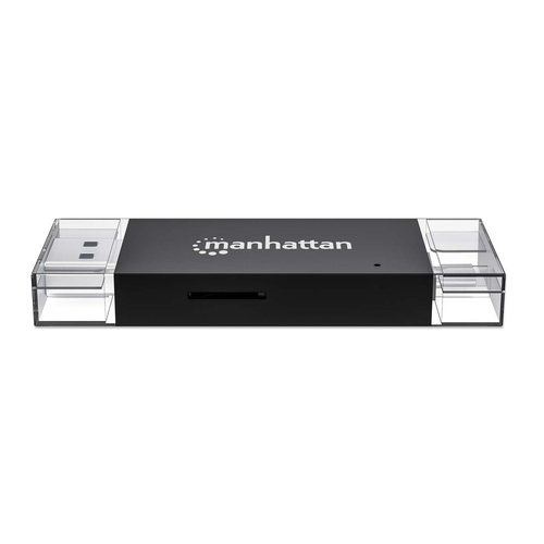 Manhattan USB-A / USB-C combo Multi-Card Reader/Writer, 5 Gbps (USB 3.2 Gen1 aka USB 3.0), Male to microSD and SD/MMC Slot
