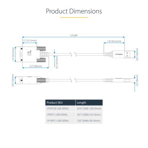 StarTech.com 1P10FFC-USB-SERIAL. Produktfarbe: Schwarz, Kabellänge: 3 m, Anschluss 1: USB Typ-A. Verpackungsbreite: 220 mm