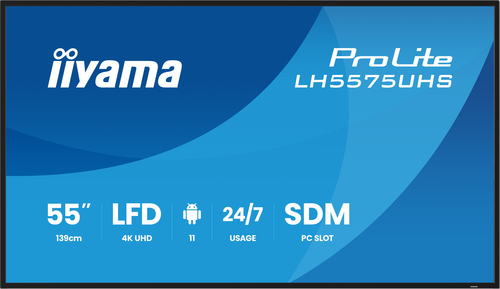 iiyama LH5575UHS-B2AG. Produktdesign: Digital Signage Flachbildschirm. Bildschirmdiagonale: 138,7 cm (54.6"), Bildschirmte