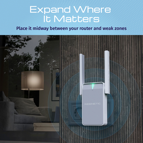 KEENETIC Buddy 5 (KN-3311) AC1200 Wi-Fi Extender, Mesh, 1 porta 100 Mbit/s, Menù multi lingua