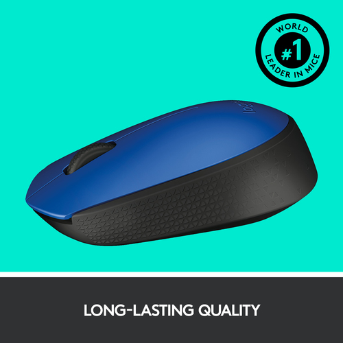 Logitech M171 Mouse - Radio Frequency - USB 2.0 - Optical - Blue - Wireless - 1000 dpi - Scroll Wheel