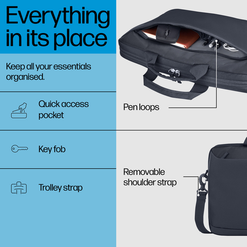 HP Everyday Tasche (Aktentasche) für 40,6 cm (16 Zoll) bis 40,9 cm (16,1 Zoll) Notebook - Odyssey-Grau - 600D Polyester, S