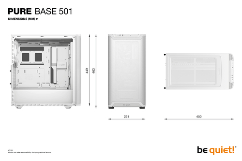 be quiet! Pure Base 501 Pure Base 501 Airflow Window White Computergehäuse - ATX, Micro ATX, Mini ATX Motherboard Supporte