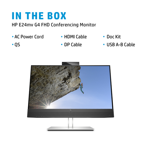 HP E24mv G4 FHD Conferencing Monitor. Display diagonal: 60.5 cm (23.8"), Display resolution: 1920 x 1080 pixels, HD type: 