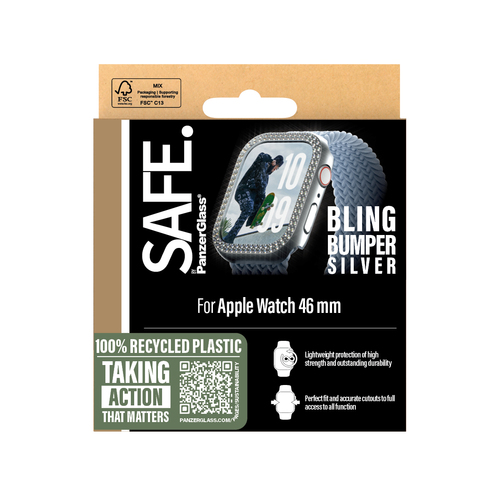 SAFE BY PANZERGLASS SCREEN PROTECTOR BLING BUMPER SILVER AP